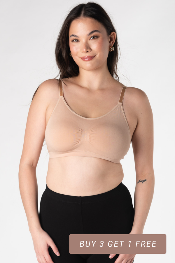 Seamless Adjustable Strap Bamboo Bralette - Beige