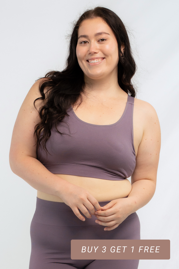Ribbed Contour Bamboo Bralette - Dusty Purple