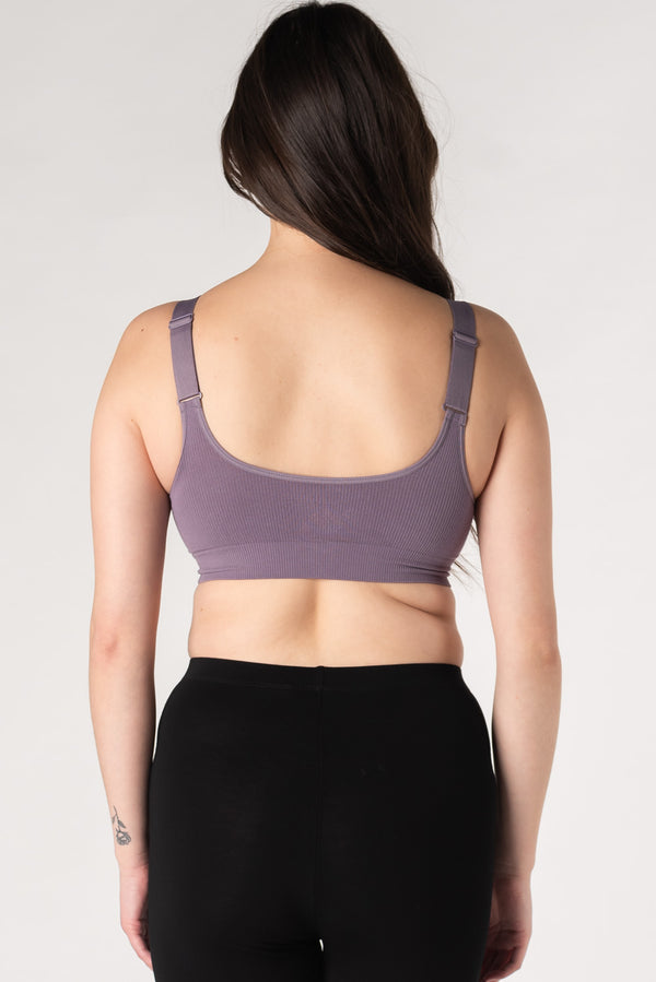 Ribbed Contour Bamboo Bralette - Dusty Purple - Ribbed Contour Bamboo Bralette - Dusty Purple