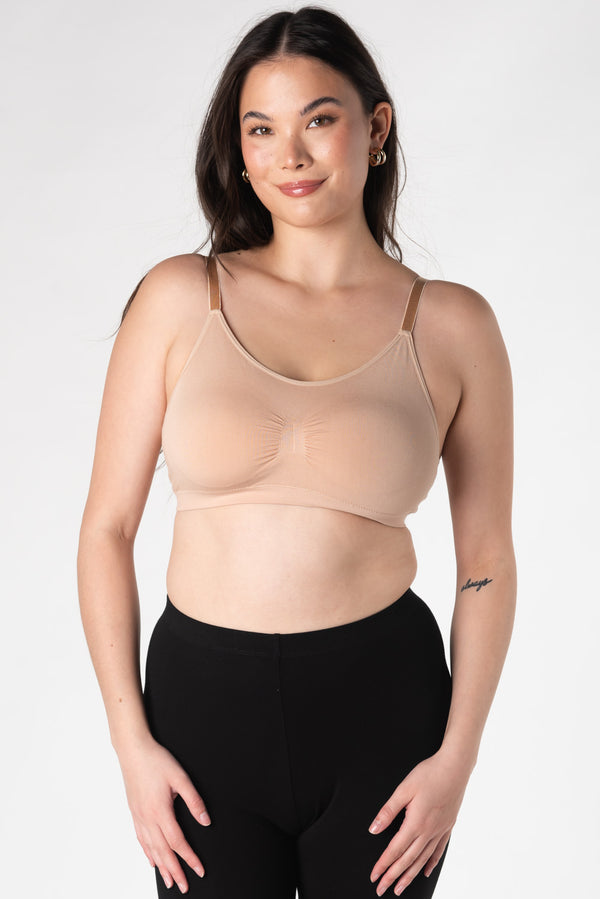 Seamless Adjustable Strap Bamboo Bralette - Beige - Seamless Adjustable Strap Bamboo Bralette - Beige