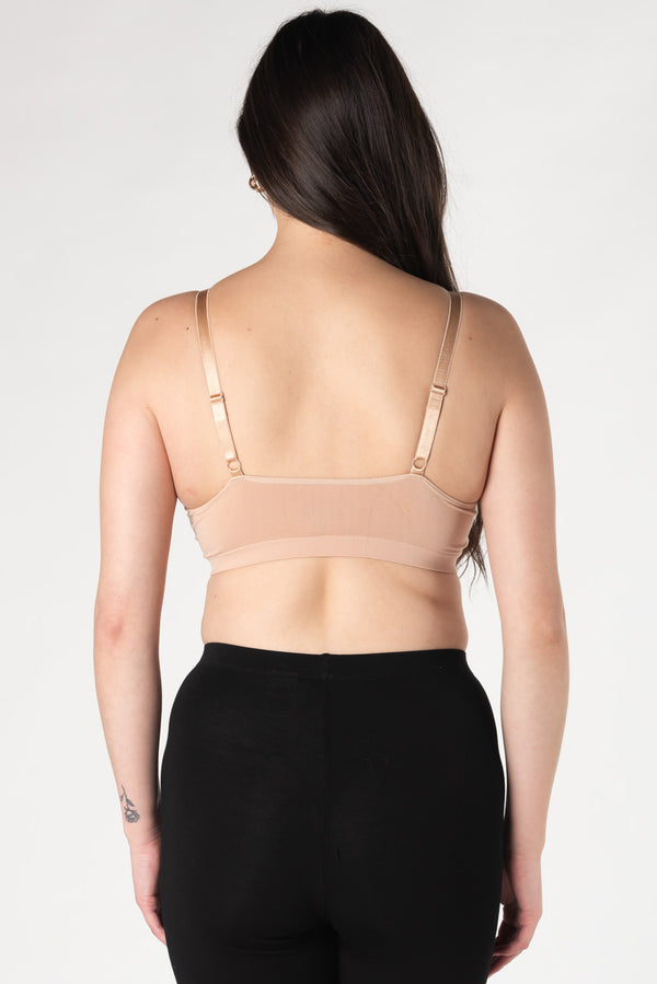 Seamless Adjustable Strap Bamboo Bralette - Beige - Seamless Adjustable Strap Bamboo Bralette - Beige