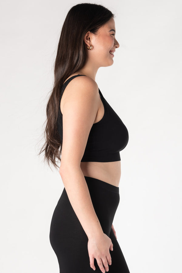 Essential V-Neck Bamboo Bralette - Black - Essential V-Neck Bamboo Bralette - Black