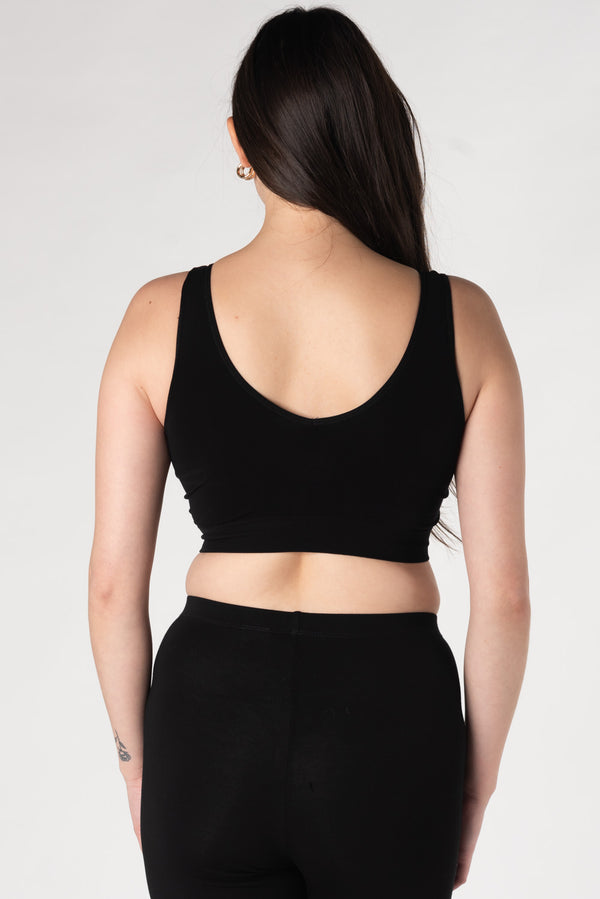 Essential V-Neck Bamboo Bralette - Black - Essential V-Neck Bamboo Bralette - Black