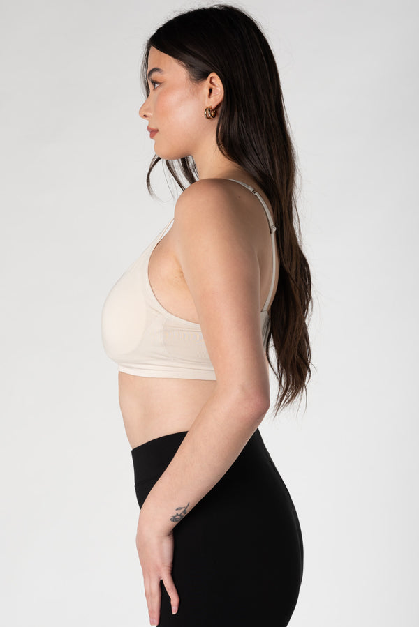 Everyday Bamboo Bralette - Cream - Bamboo everyday bralette in Cream side view