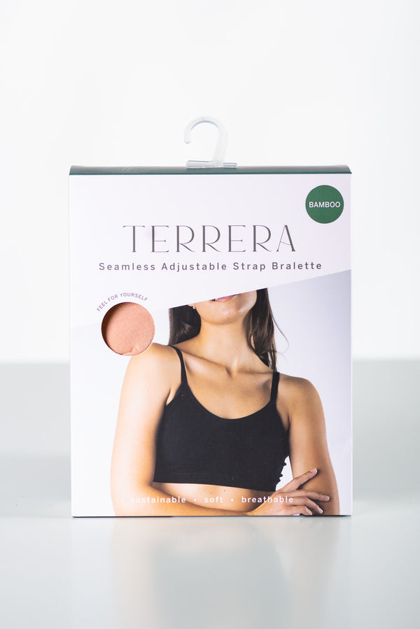 Seamless Adjustable Strap Bamboo Bralette - Beige - terrera womens beige bamboo bralette bra canada