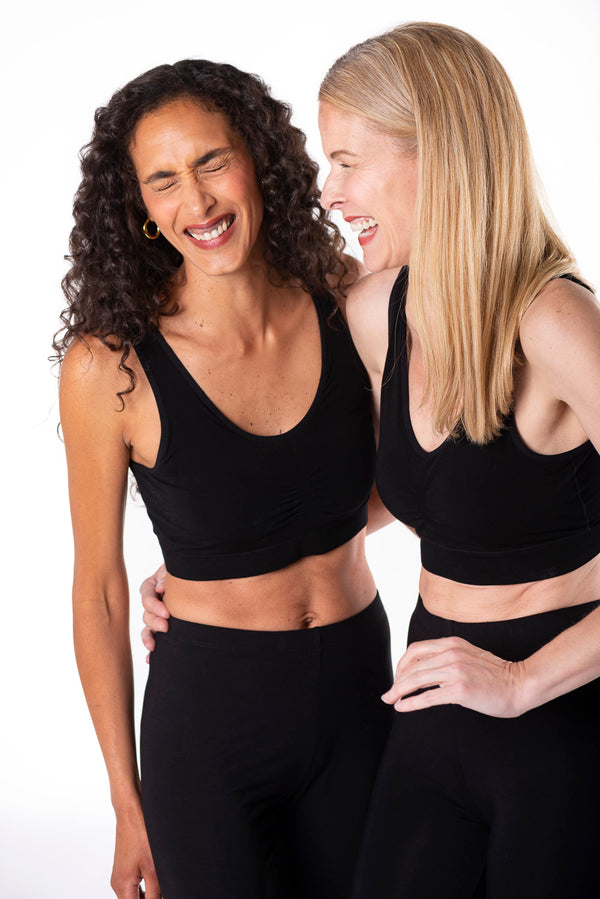 Essential V-Neck Bamboo Bralette - Black - terrera womens black bamboo v-neck bralette bra canada