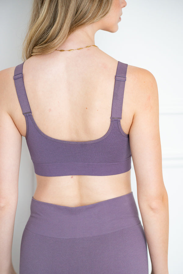 Ribbed Contour Bamboo Bralette - Dusty Purple - terrera womens dusty purple bamboo bralette bra canada