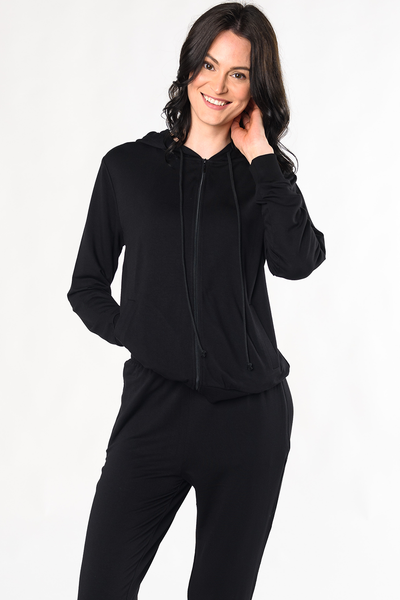 terrera womens black bamboo zip up hoodie canada