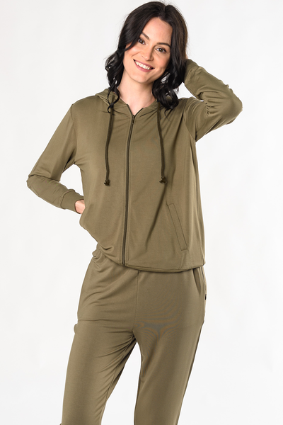 terrera womens moss green bamboo zip up hoodie canada