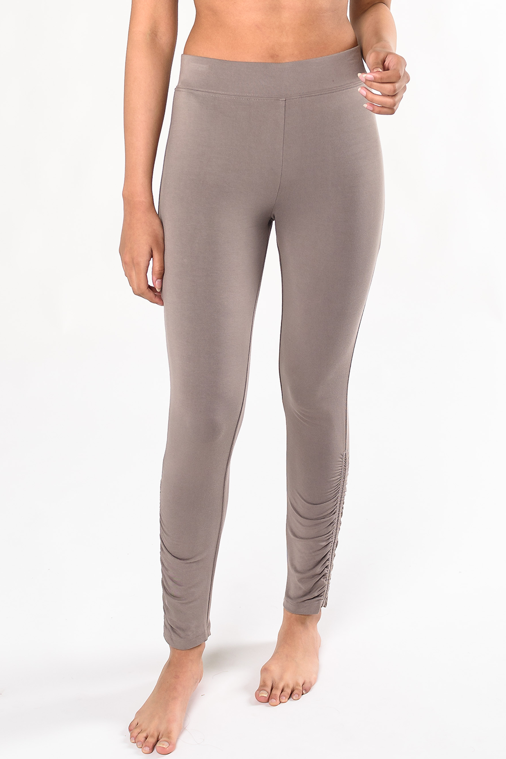 terrera womens taupe light brown grey bamboo ruched legging canada