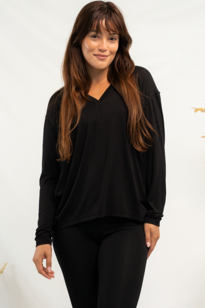 Mila Cocoon Bamboo Top - Black