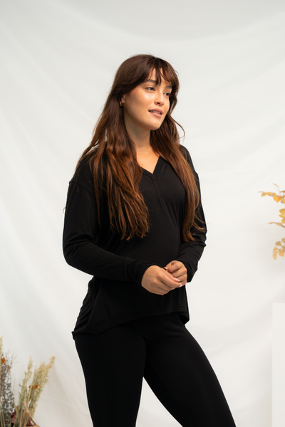 Mila Cocoon Bamboo Top - Black