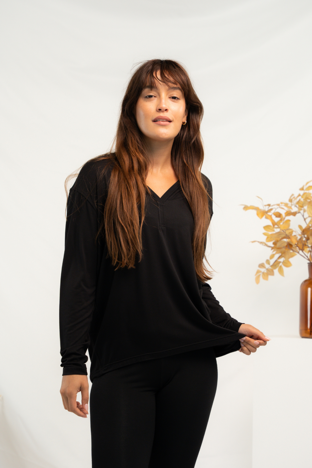 Mila Cocoon Bamboo Top - Black