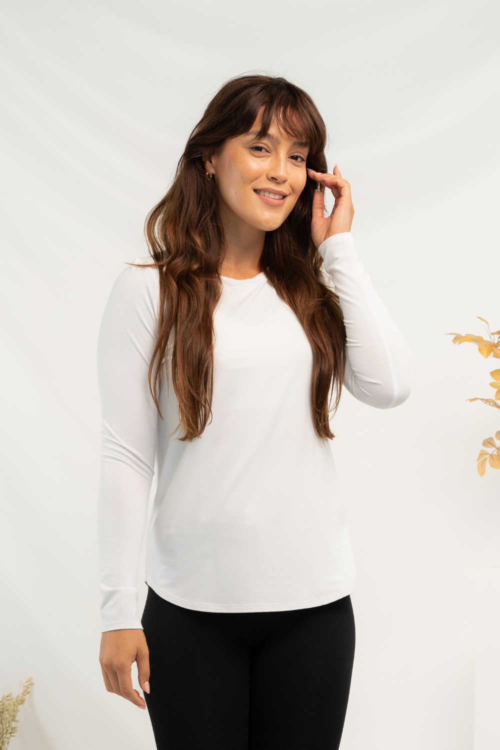 Georgia Crew Bamboo Long Sleeve - White