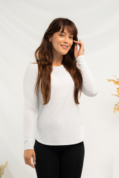 Georgia Crew Bamboo Long Sleeve - White