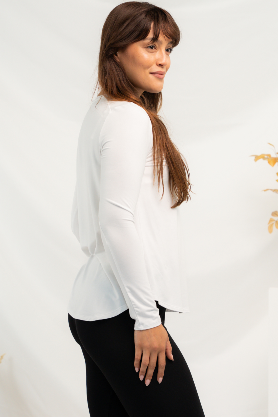 Georgia Crew Bamboo Long Sleeve - White - Terrera