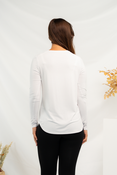 Georgia Crew Bamboo Long Sleeve - White