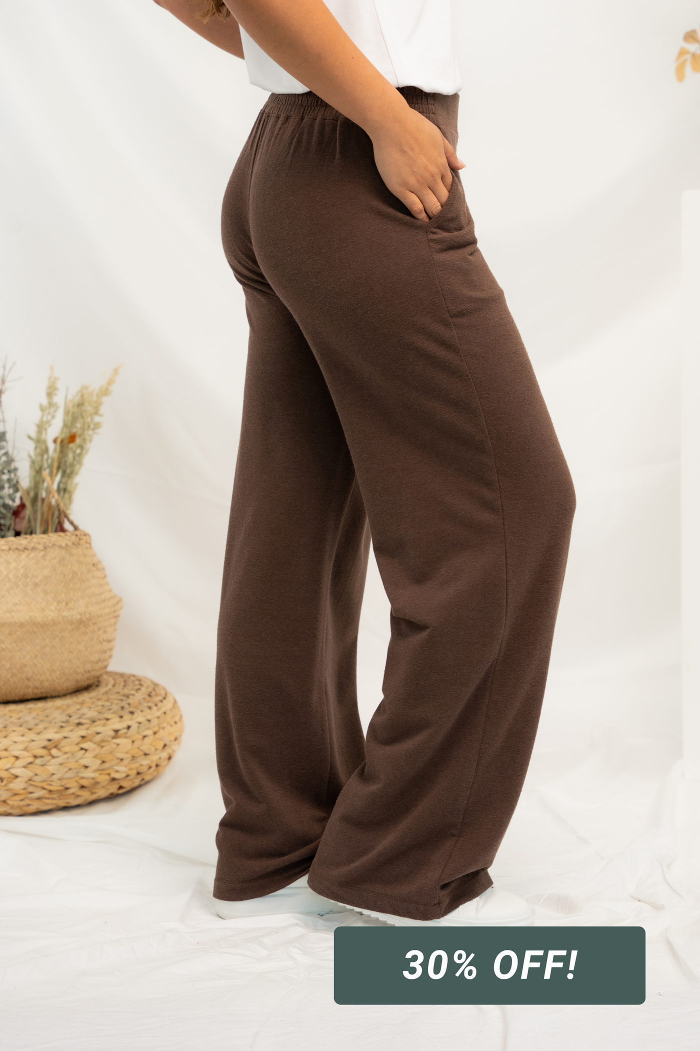 Samira Bamboo Wide Leg Pant - Coffee Bean