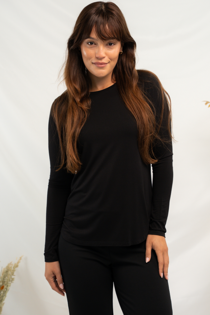 Georgia Crew Bamboo Long Sleeve - Black