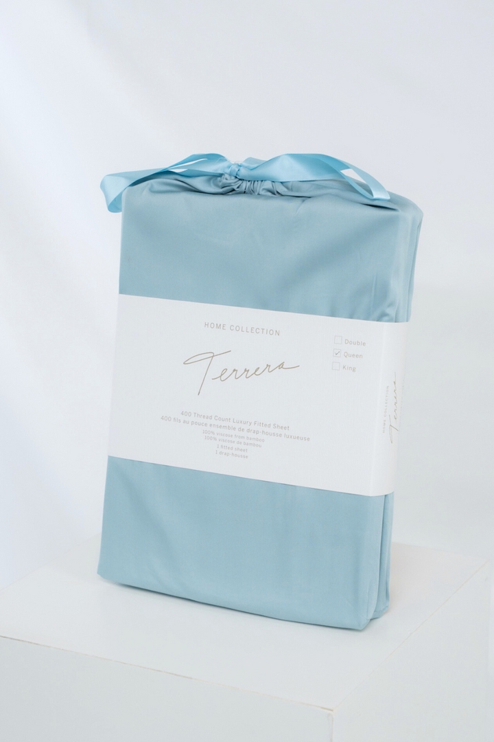 Bamboo Fitted Sheet - Sky - Terrera