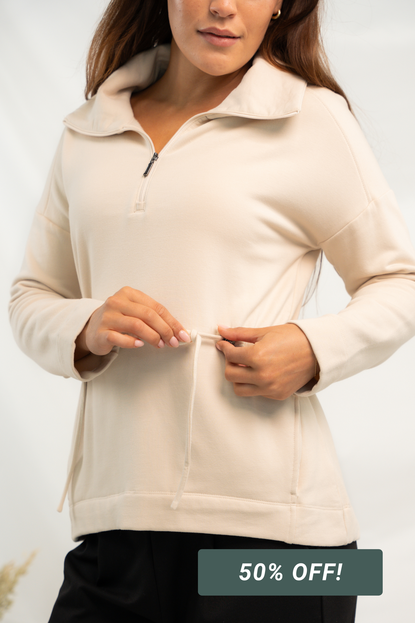 Arden Half-Zip Bamboo Sweatshirt - Oat