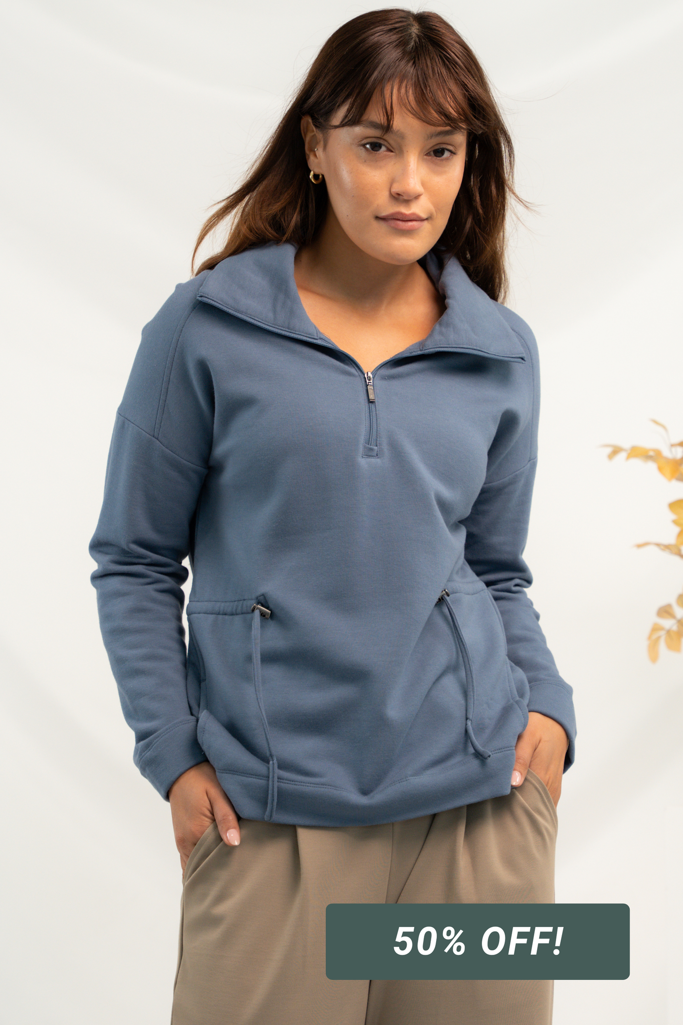 Arden Half-Zip Bamboo Sweatshirt - Slate Blue