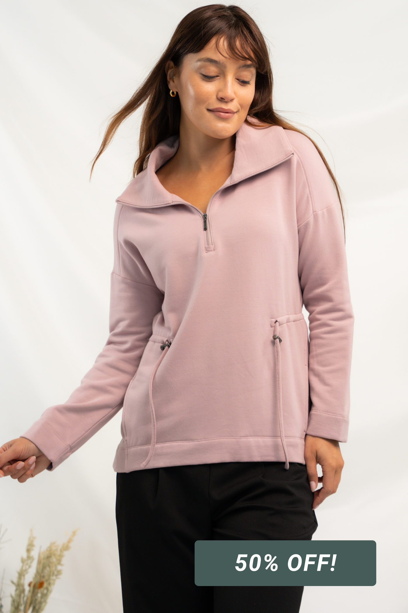 Arden Half-Zip Bamboo Sweatshirt - Soft Lavender