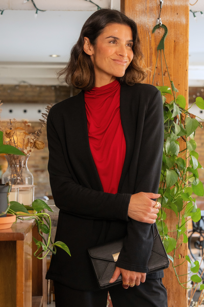Ophelia Collarless Bamboo Blazer - Black