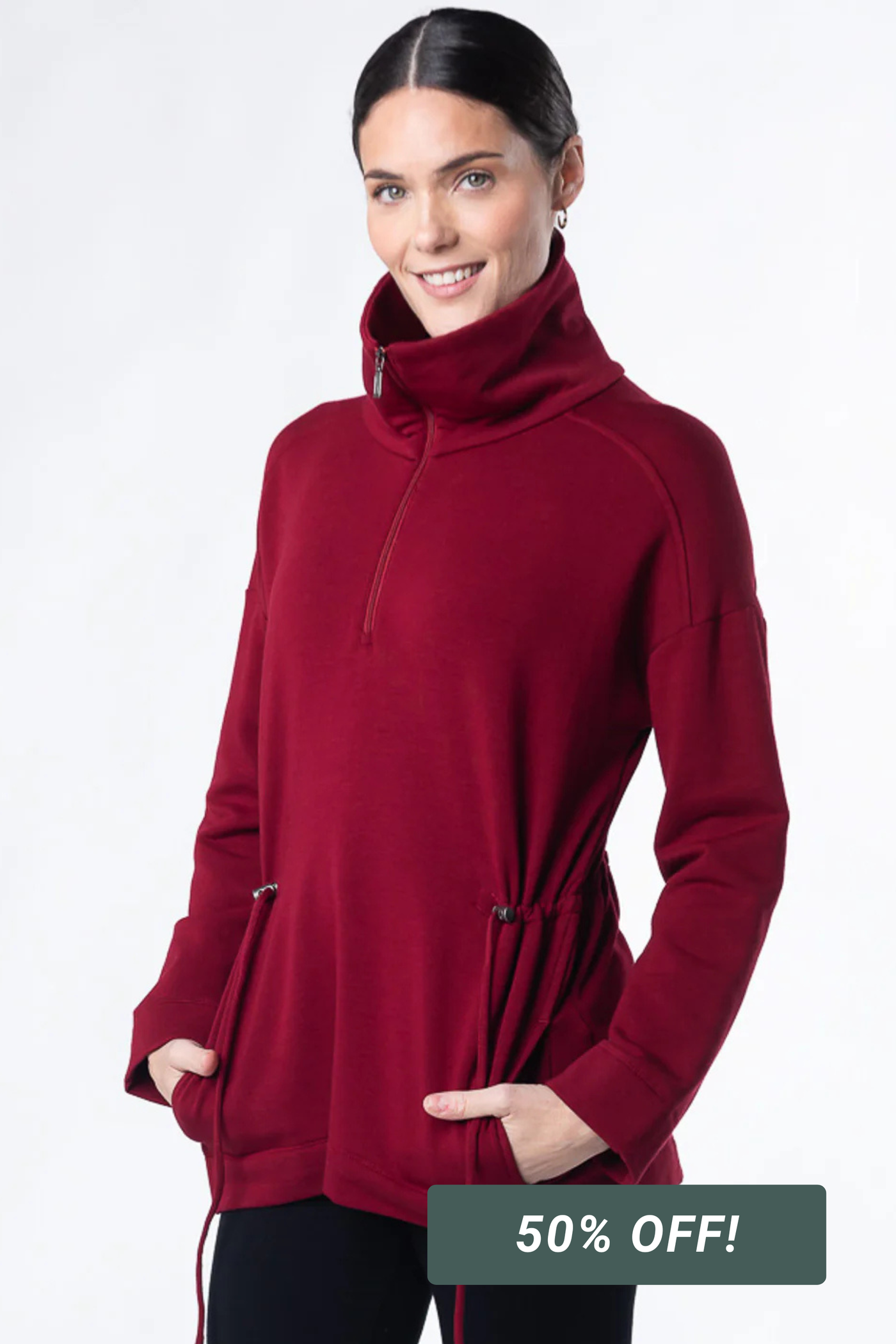 Arden Half-Zip Bamboo Sweatshirt - Cranberry
