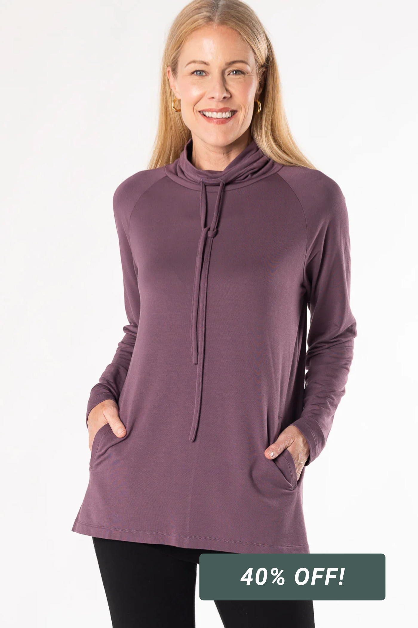 Iris Shawl Collar Bamboo Tunic - Mauve