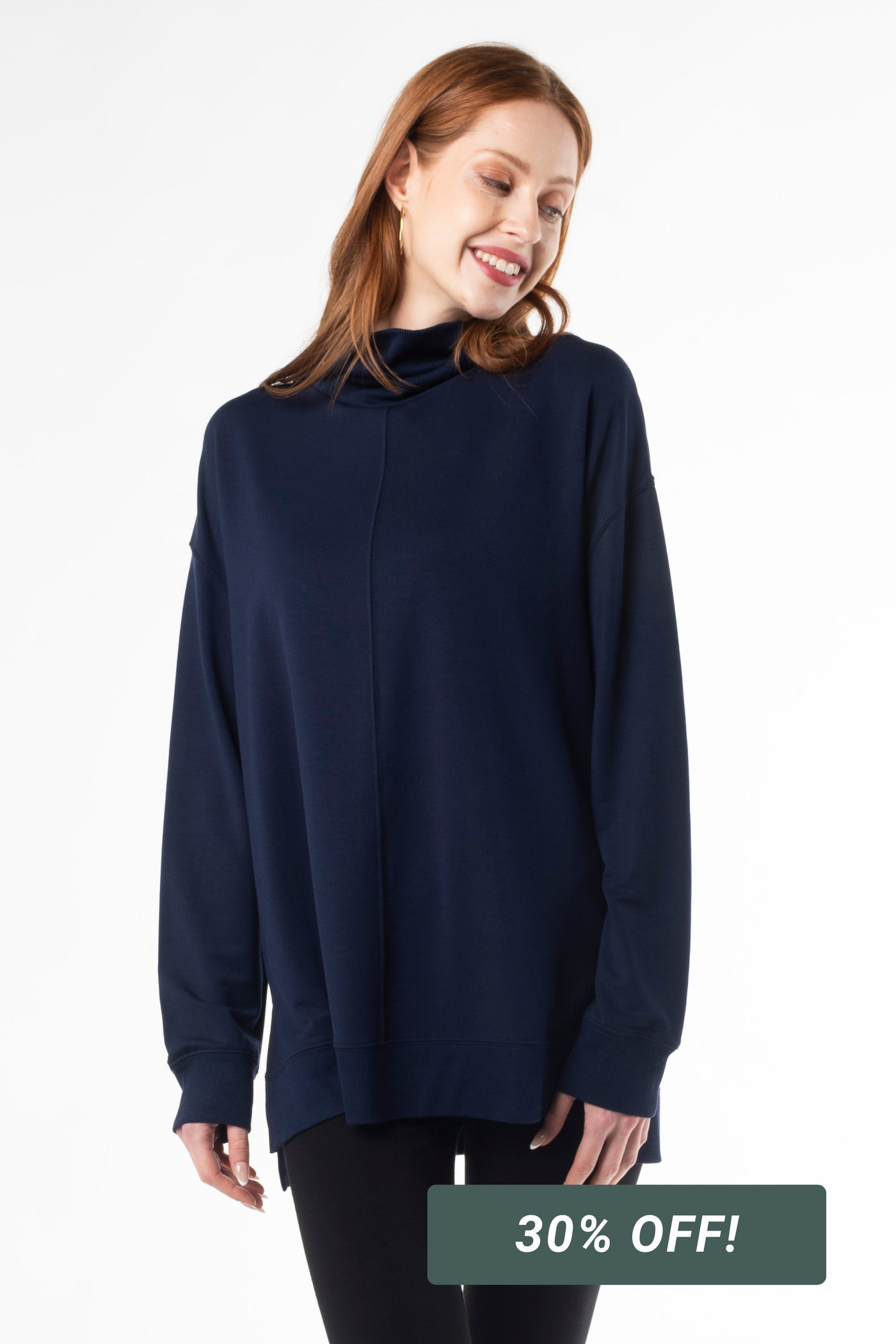 Zia Turtleneck Bamboo Top - Ink
