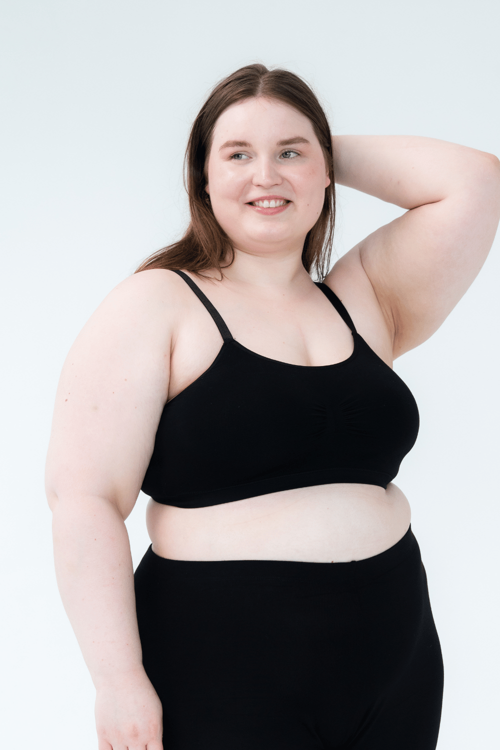 Seamless Adjustable Strap Bamboo Bralette - Black