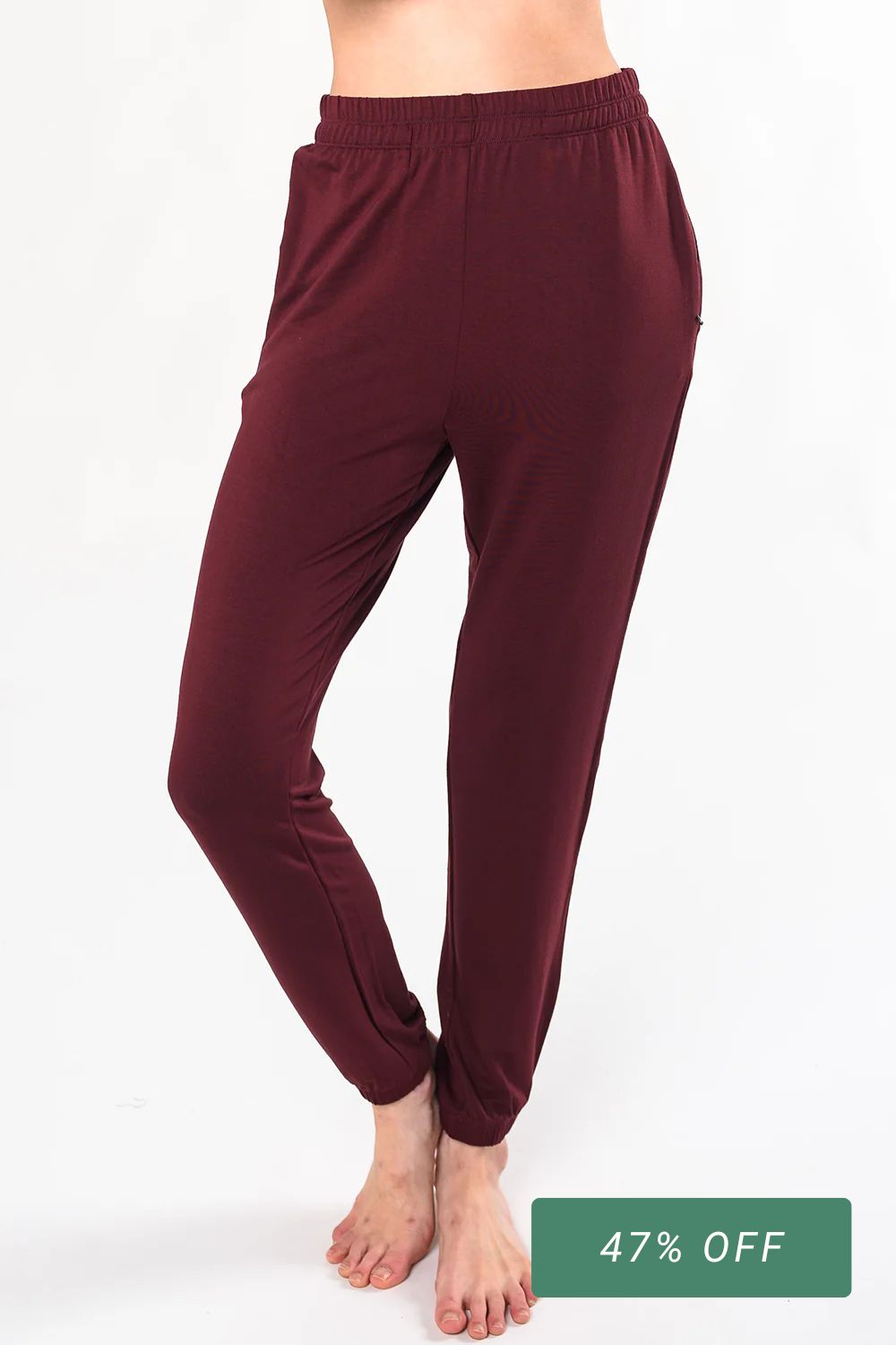 Julie Zipped Pocket Bamboo Jogger - Wine