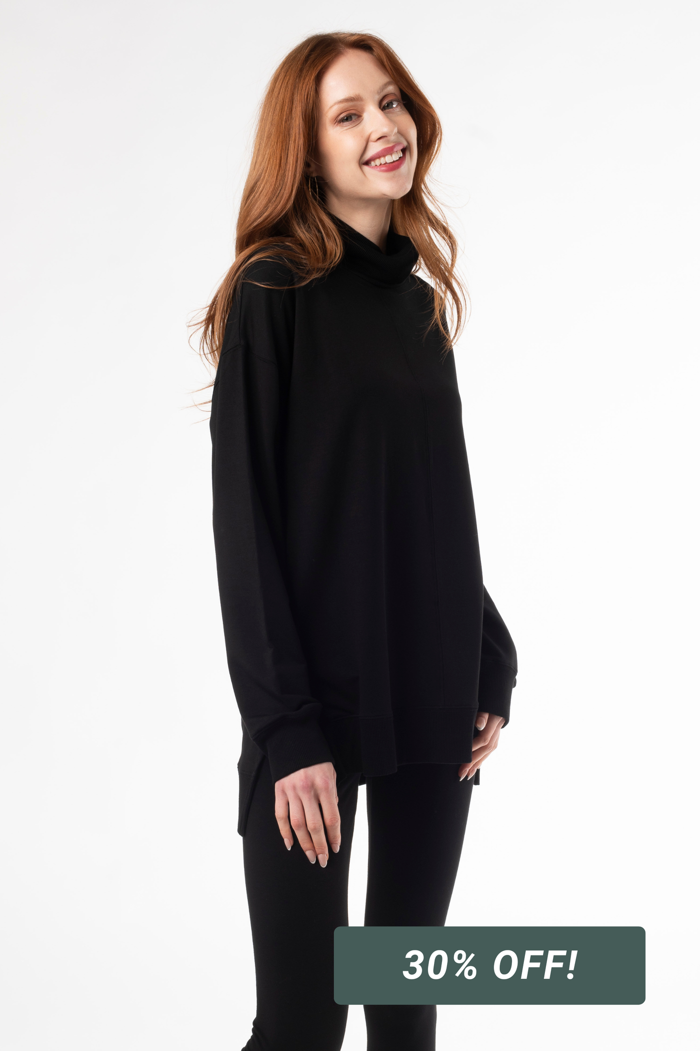 Zia Turtleneck Bamboo Top - Black