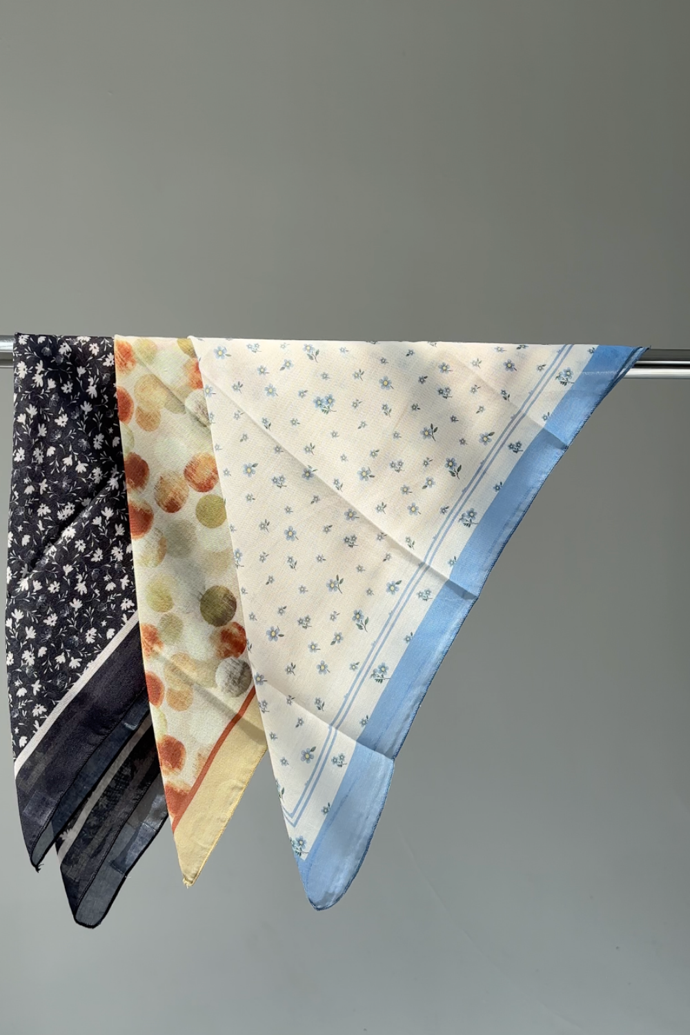 Patterned Square Scarves - Pale Blue Floral