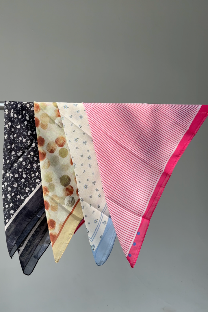 Patterned Square Scarves - Pink Stripes
