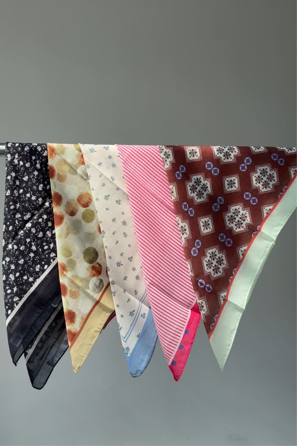 Patterned Square Scarves - Brown Geometric
