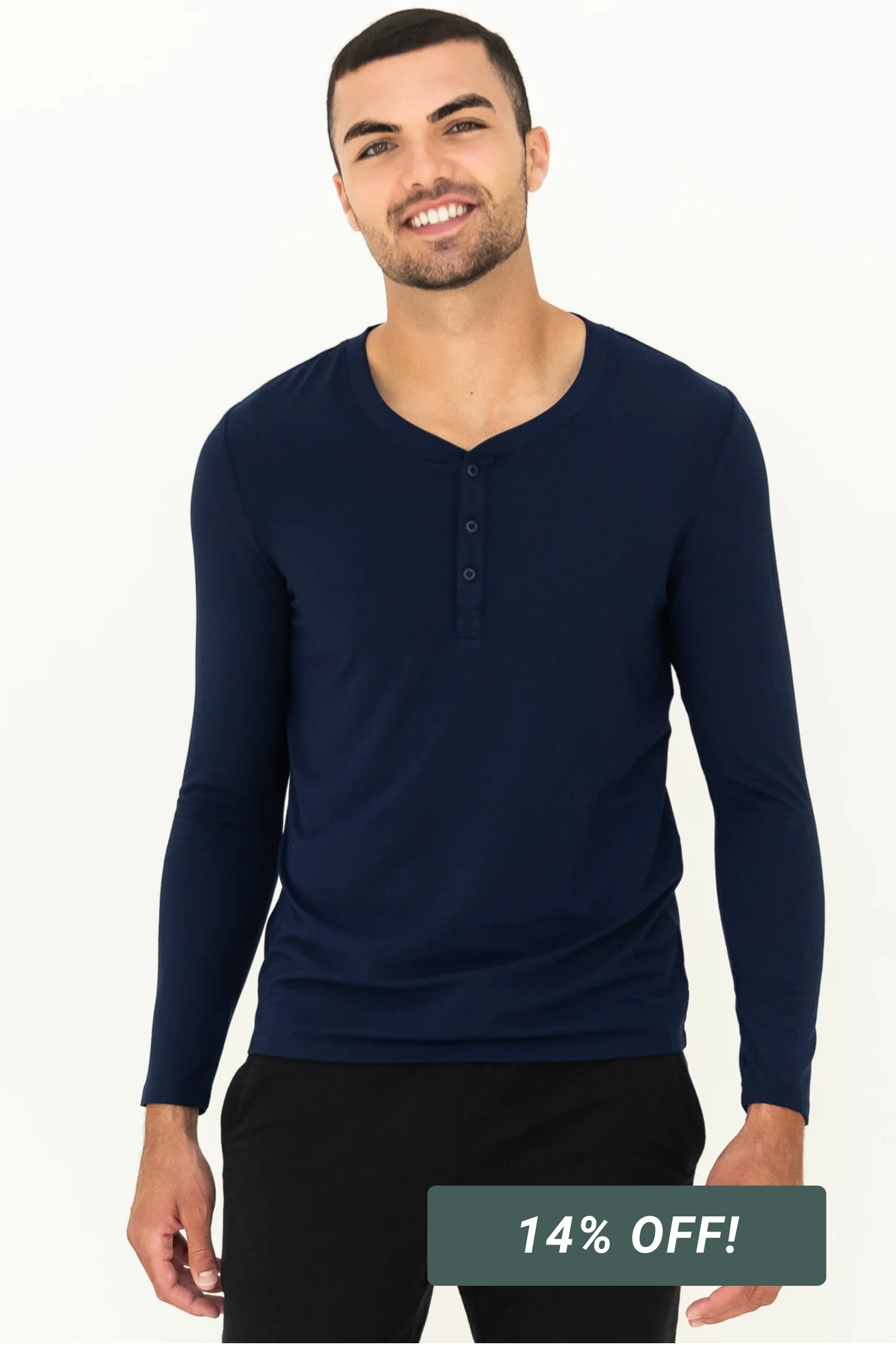 Julian Henley Bamboo Long Sleeve Top - Ink