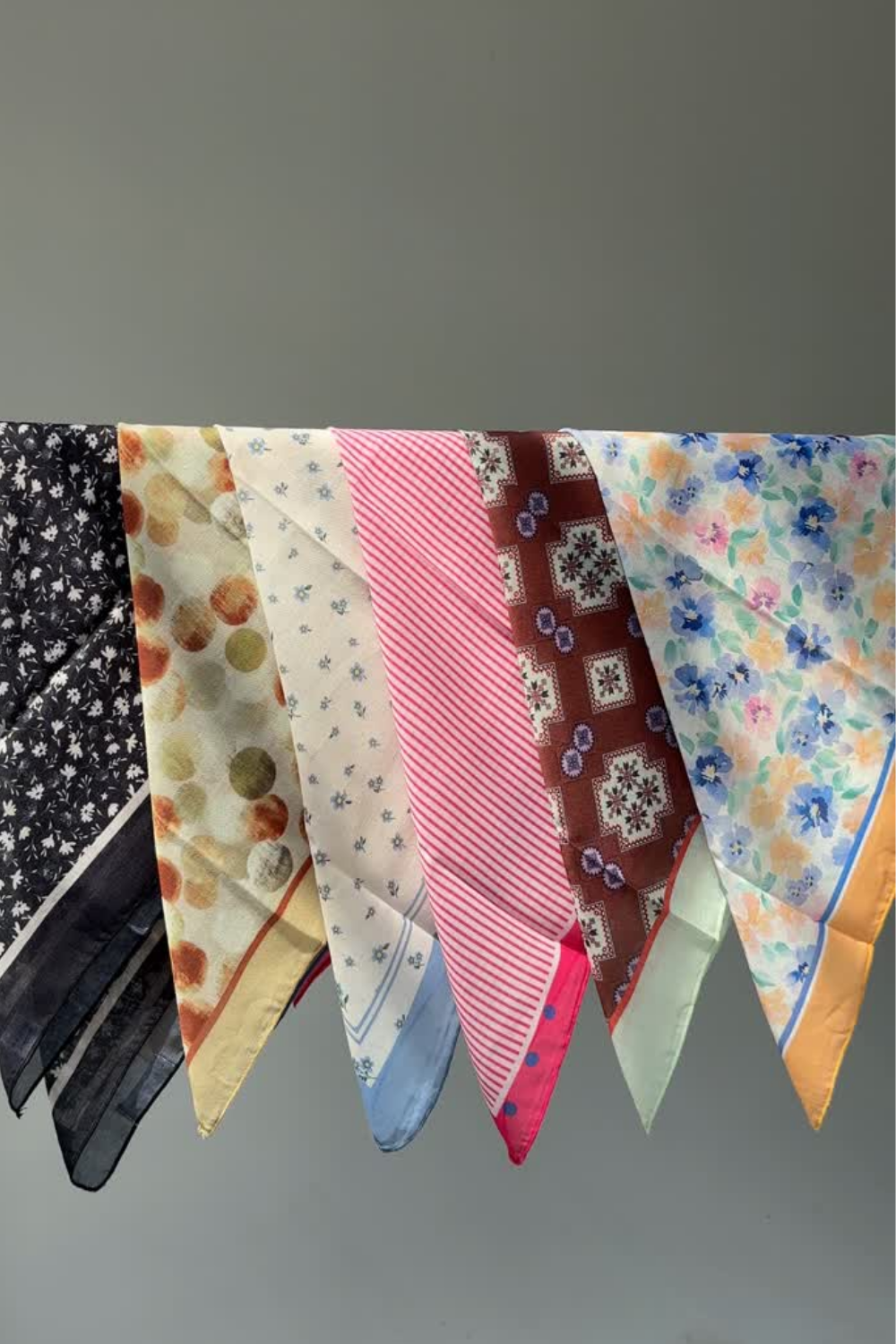 Patterned Square Scarves - Pastel Garden