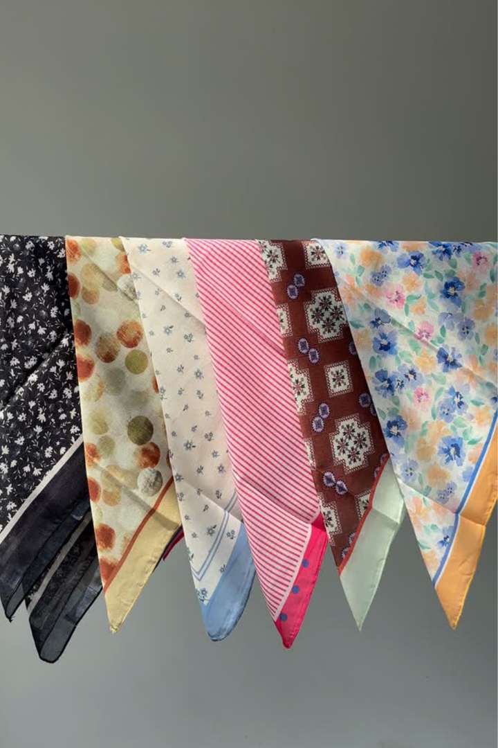 Patterned Square Scarves - Pastel Garden