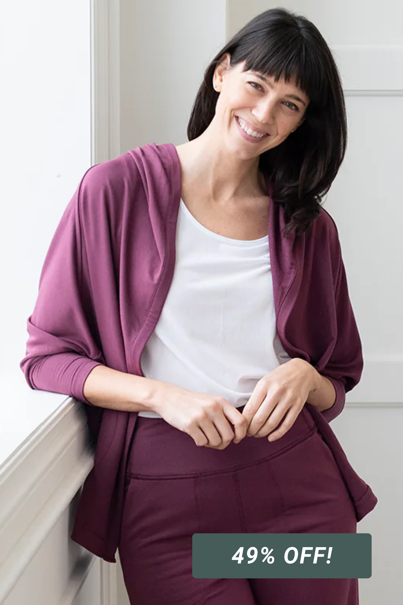 Jaime Bamboo Hoodie Cardigan - Sangria