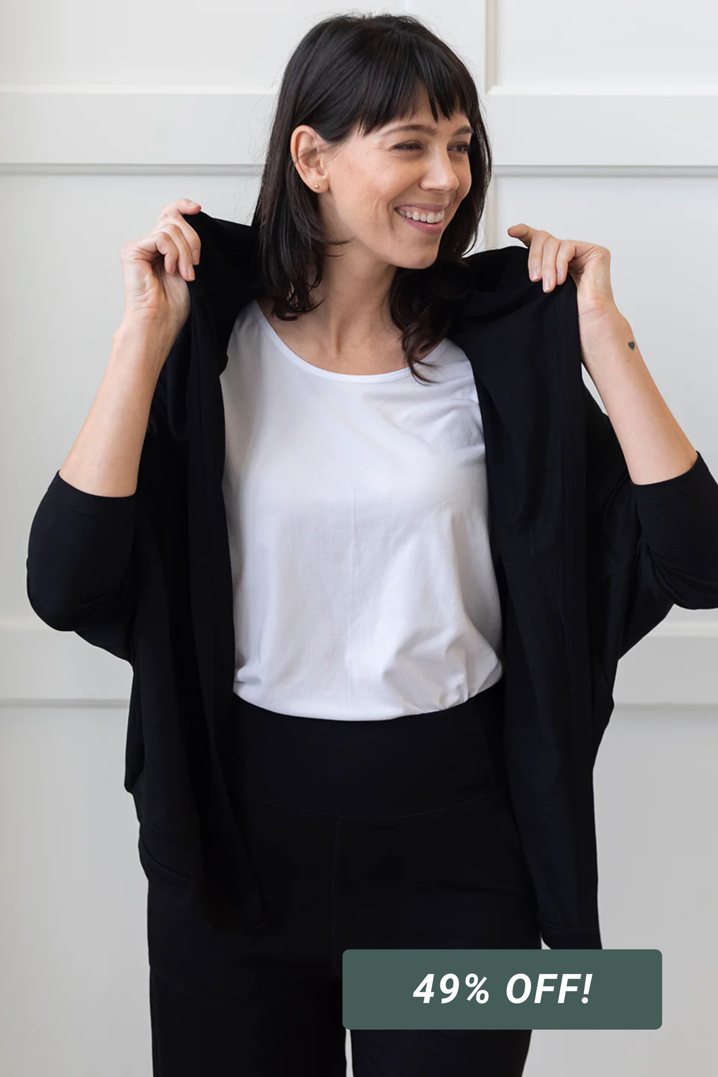 Jaime Bamboo Hoodie Cardigan - Black