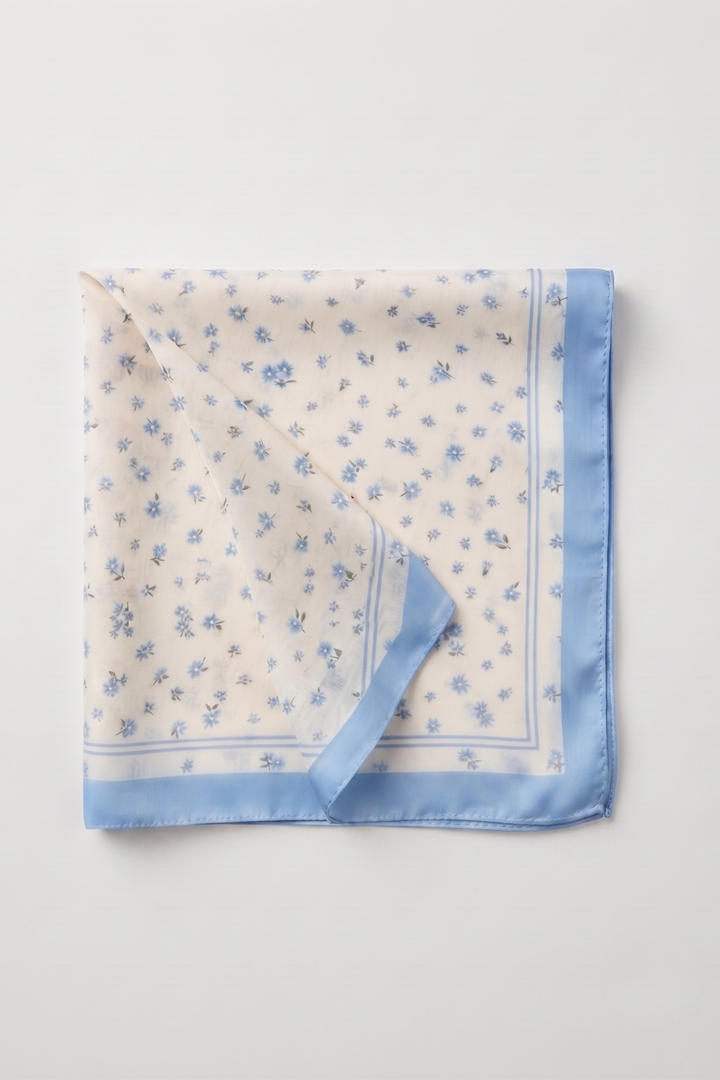 Patterned Square Scarves - Pale Blue Floral