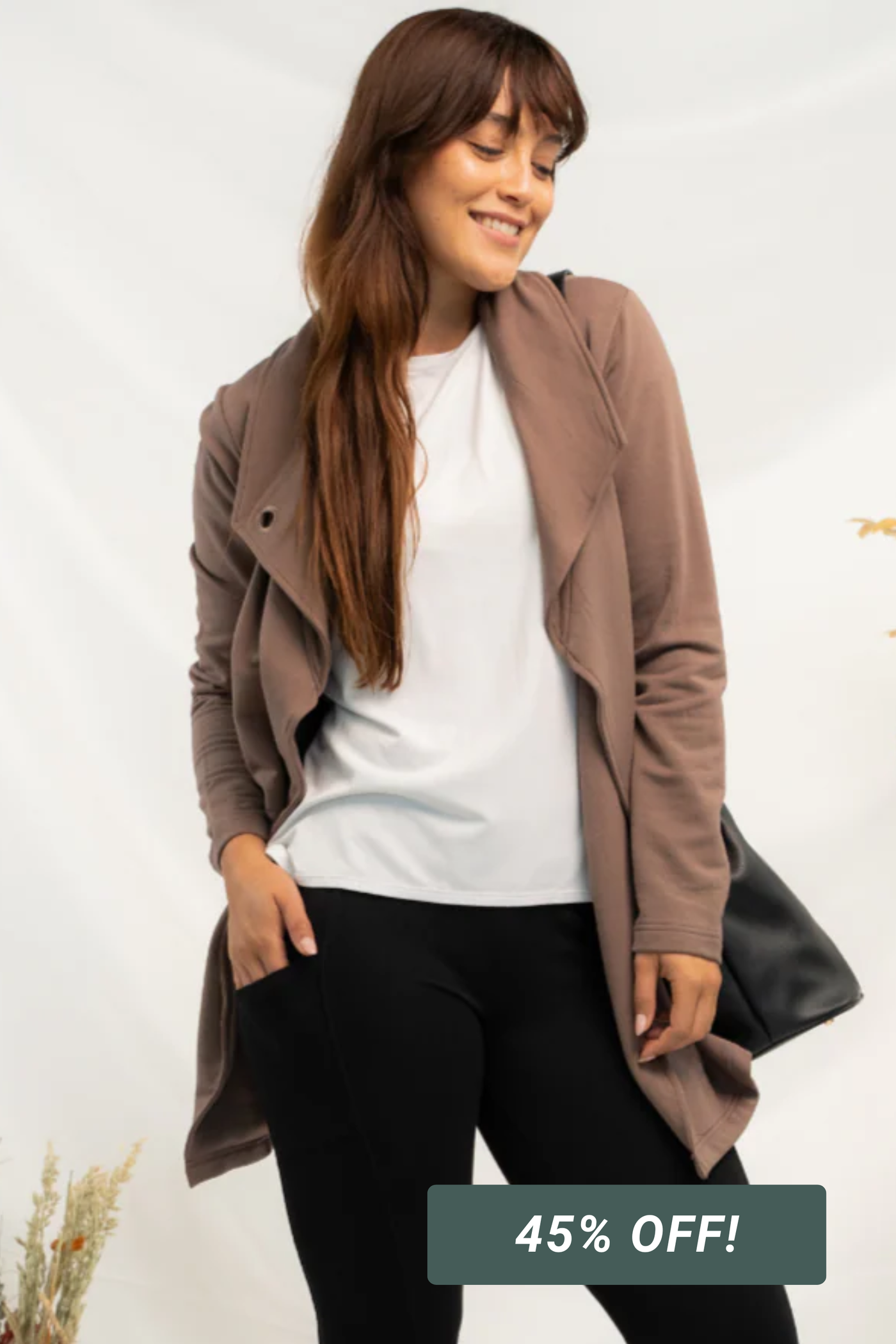 Lucy Shawl Collar Bamboo Cardigan - Latte