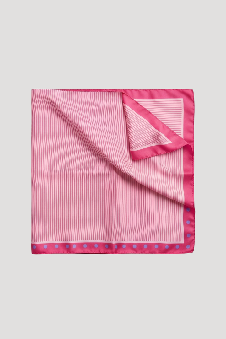 Patterned Square Scarves - Pink Stripes