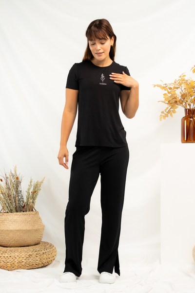 Gracie Crew Neck Bamboo Tee - Black (Birthday Edition)