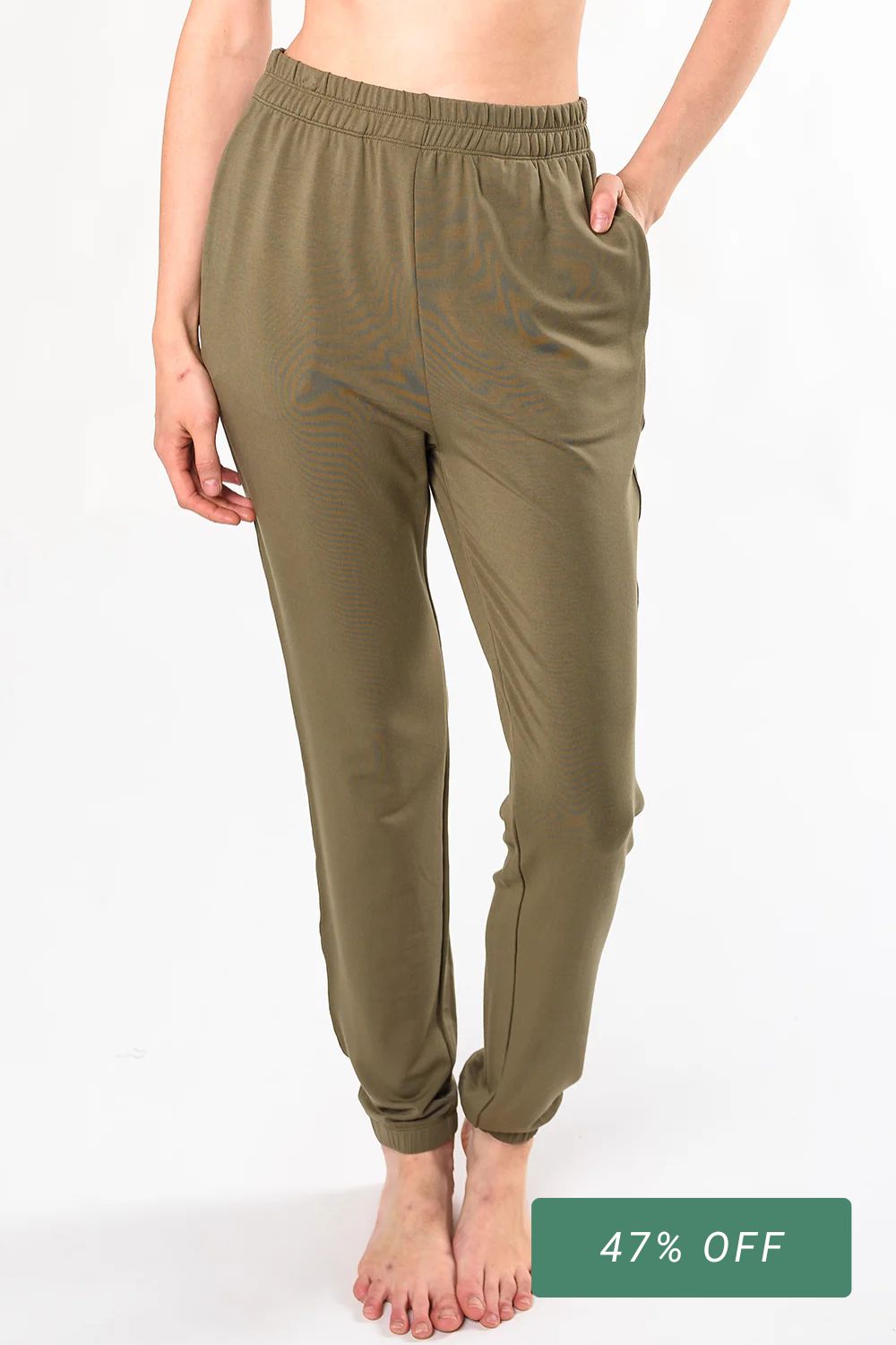 Julie Zipped Pocket Bamboo Jogger - Moss Green