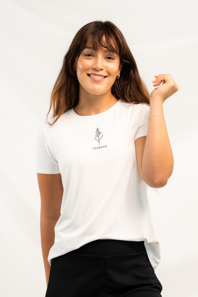 Gracie Crew Neck Bamboo Tee - White (Birthday Edition)