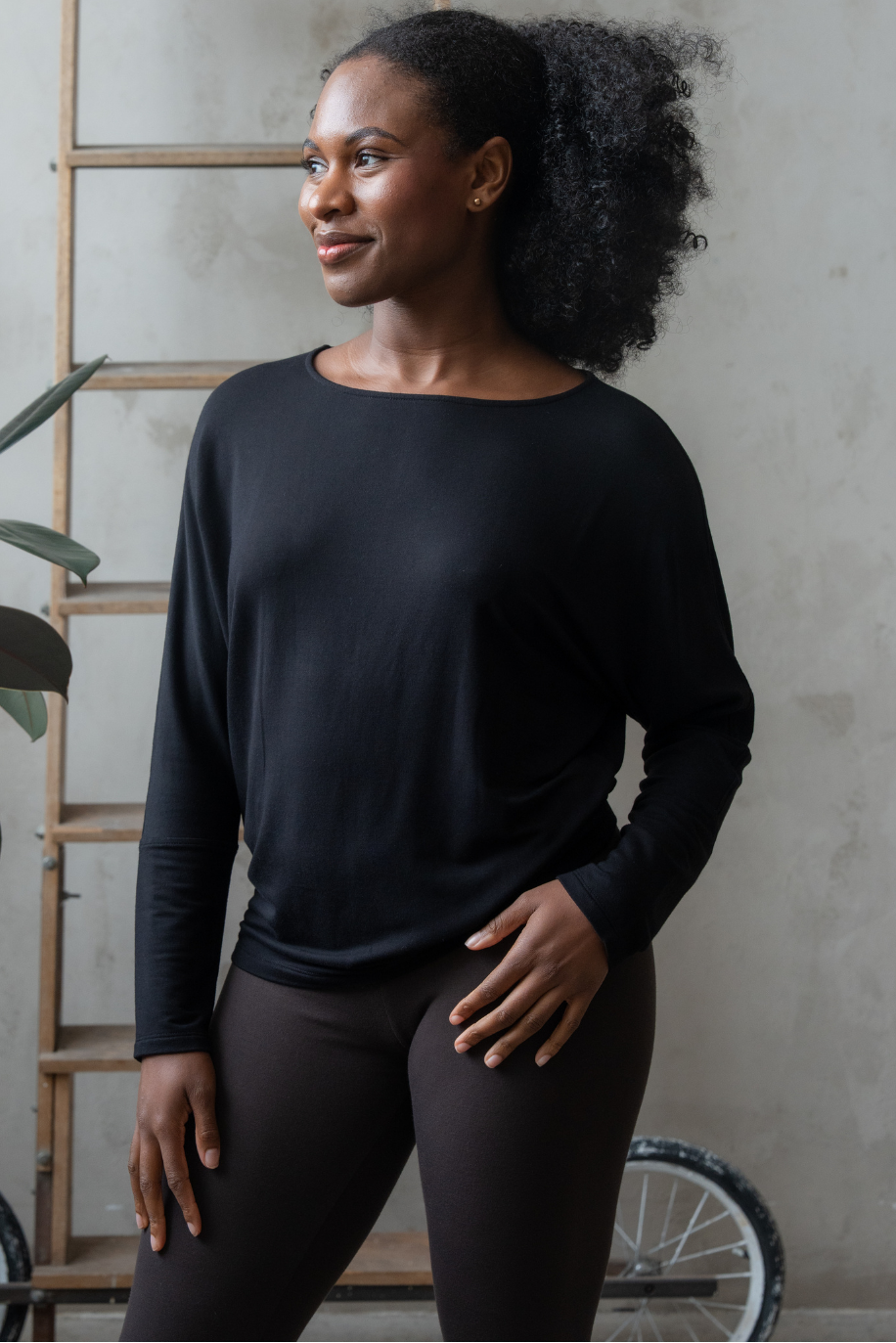 Sienna Bamboo Dolman Top - Black