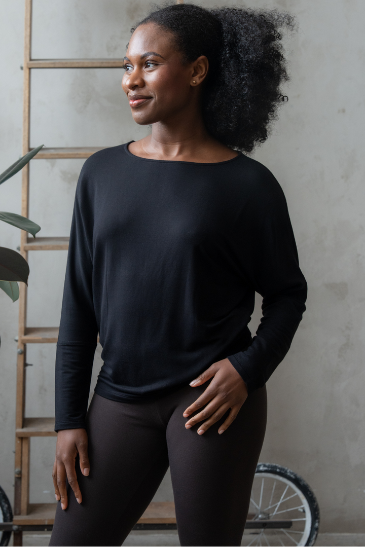 Sienna Bamboo Dolman Top - Black